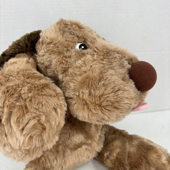 Chosun Puppy Dog Plush Tan Brown Wavy Fur Pink Tongue Floppy Laying Toy 22 Inch - Picture 5 of 8